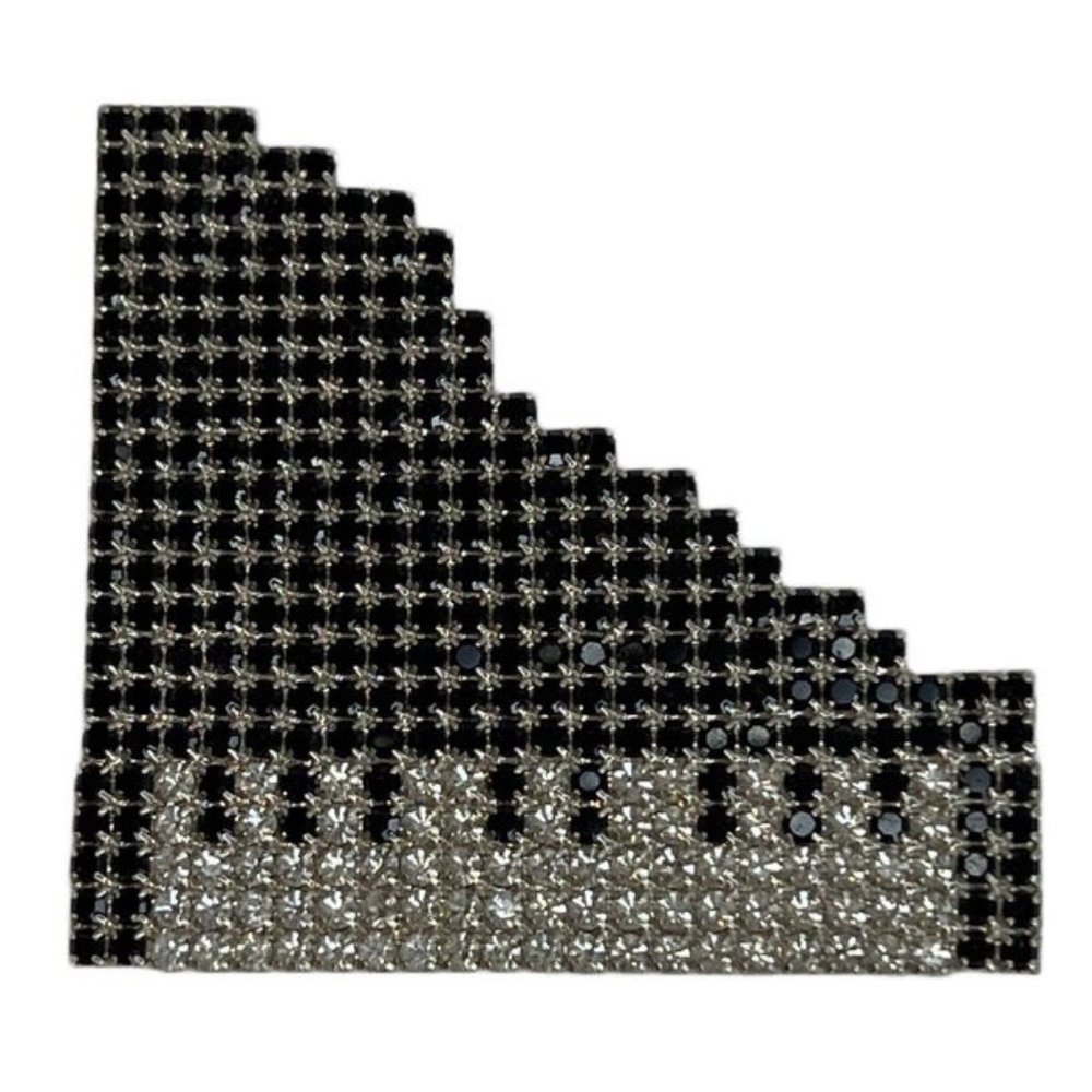 Vintage Dorothy Bauer Grand Piano Brooch Pave Silver & Black Rhinestone Pin